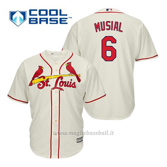 Maglia Baseball Uomo St. Louis Cardinals Stan Musial 6 Crema Alterner Cool Base